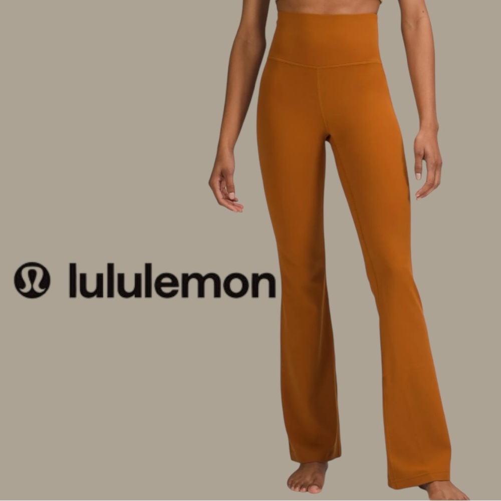 Lululemon Groove Super High Rise Flare Pants Orange Size 14 34”
